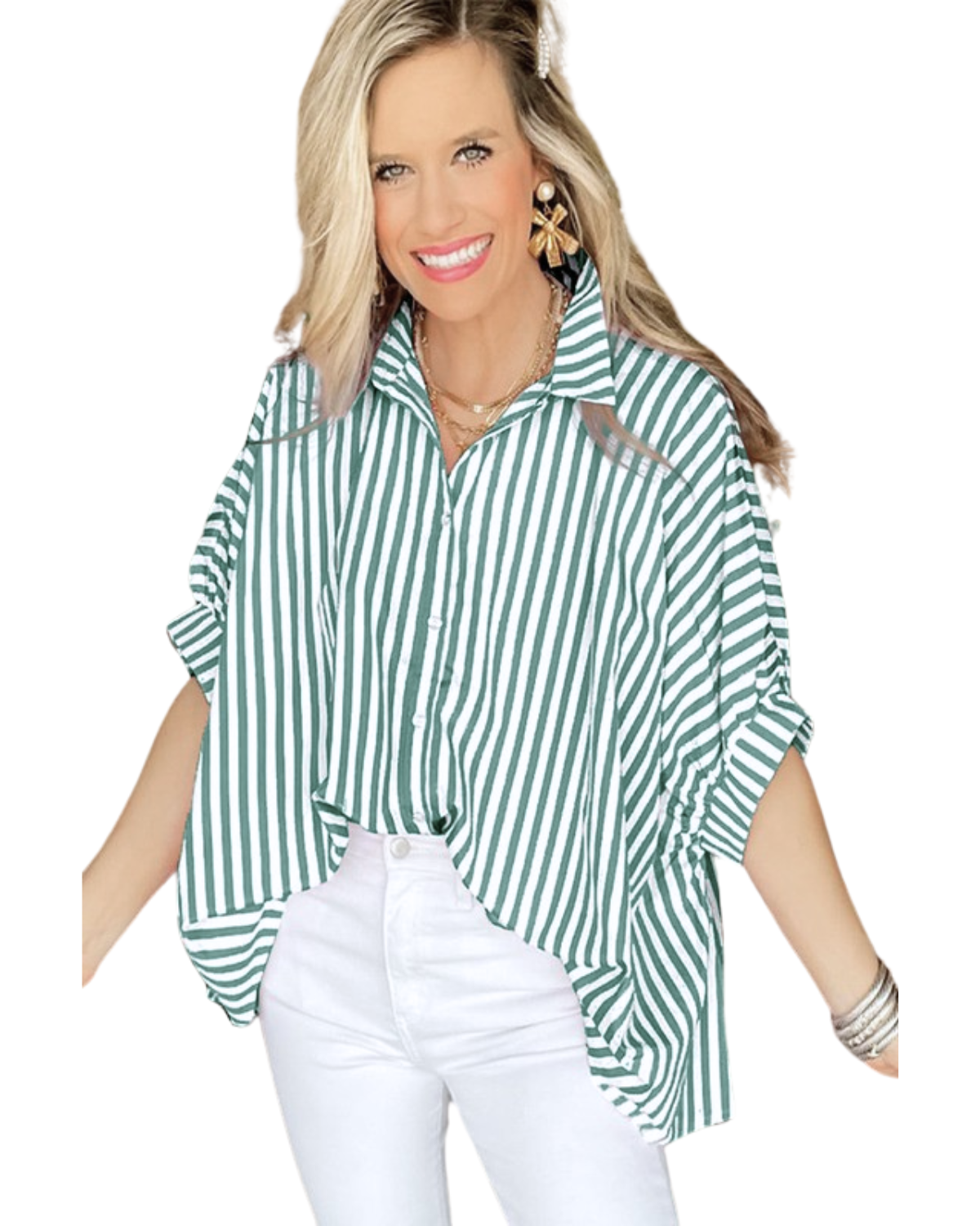 Saltwater Stripes Dolman Sleeve Oversize Shirt