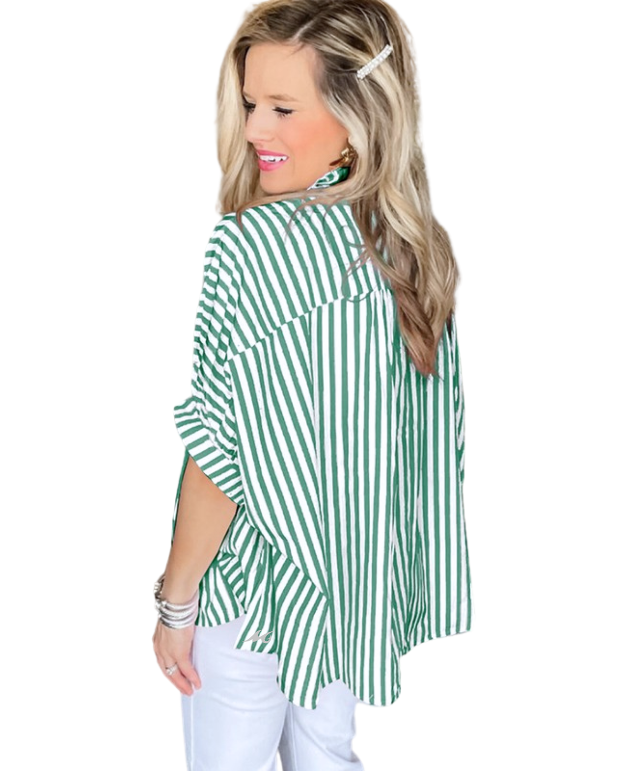 Saltwater Stripes Dolman Sleeve Oversize Shirt