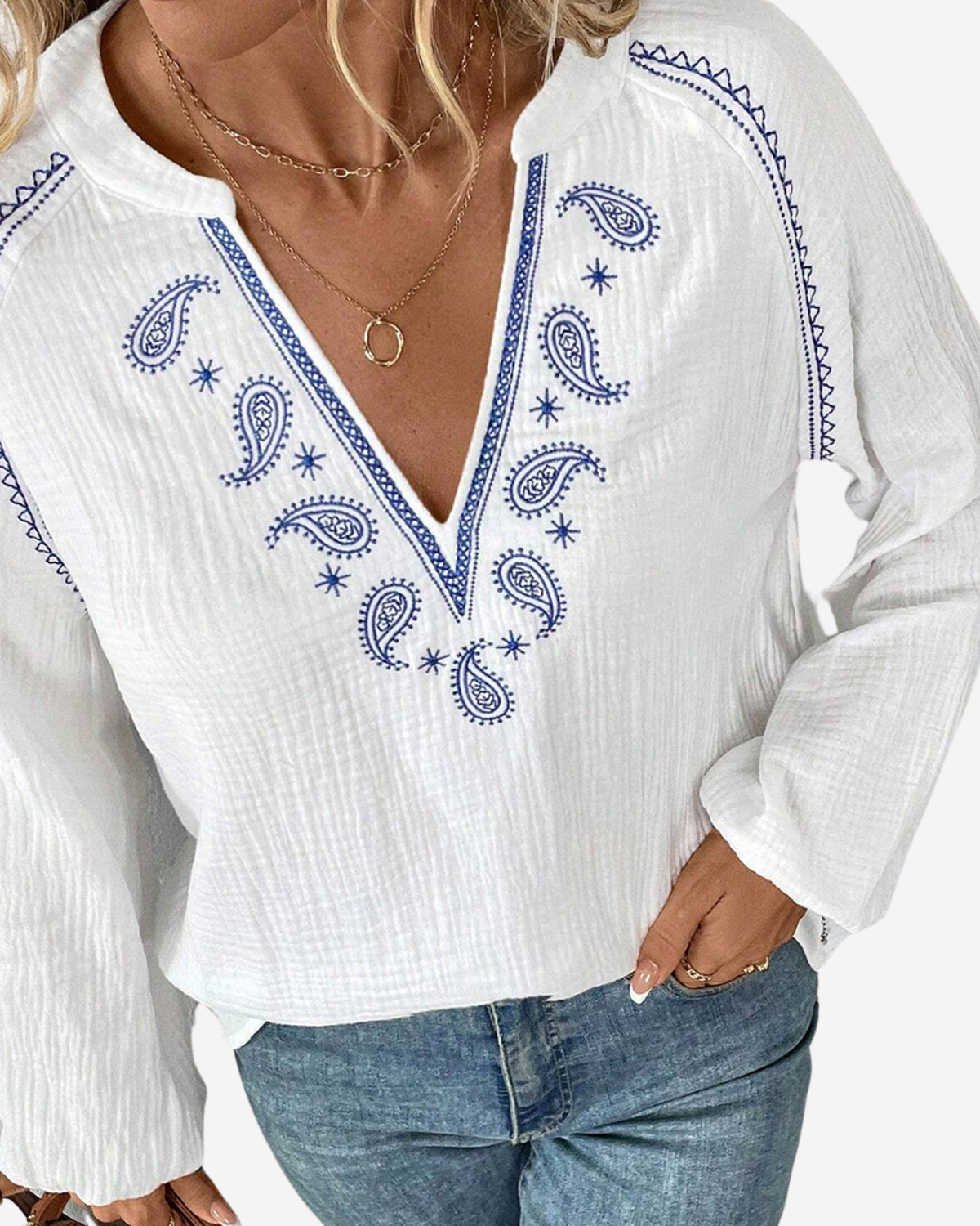 Seawind Paisley Women's Blouse With Embroidery