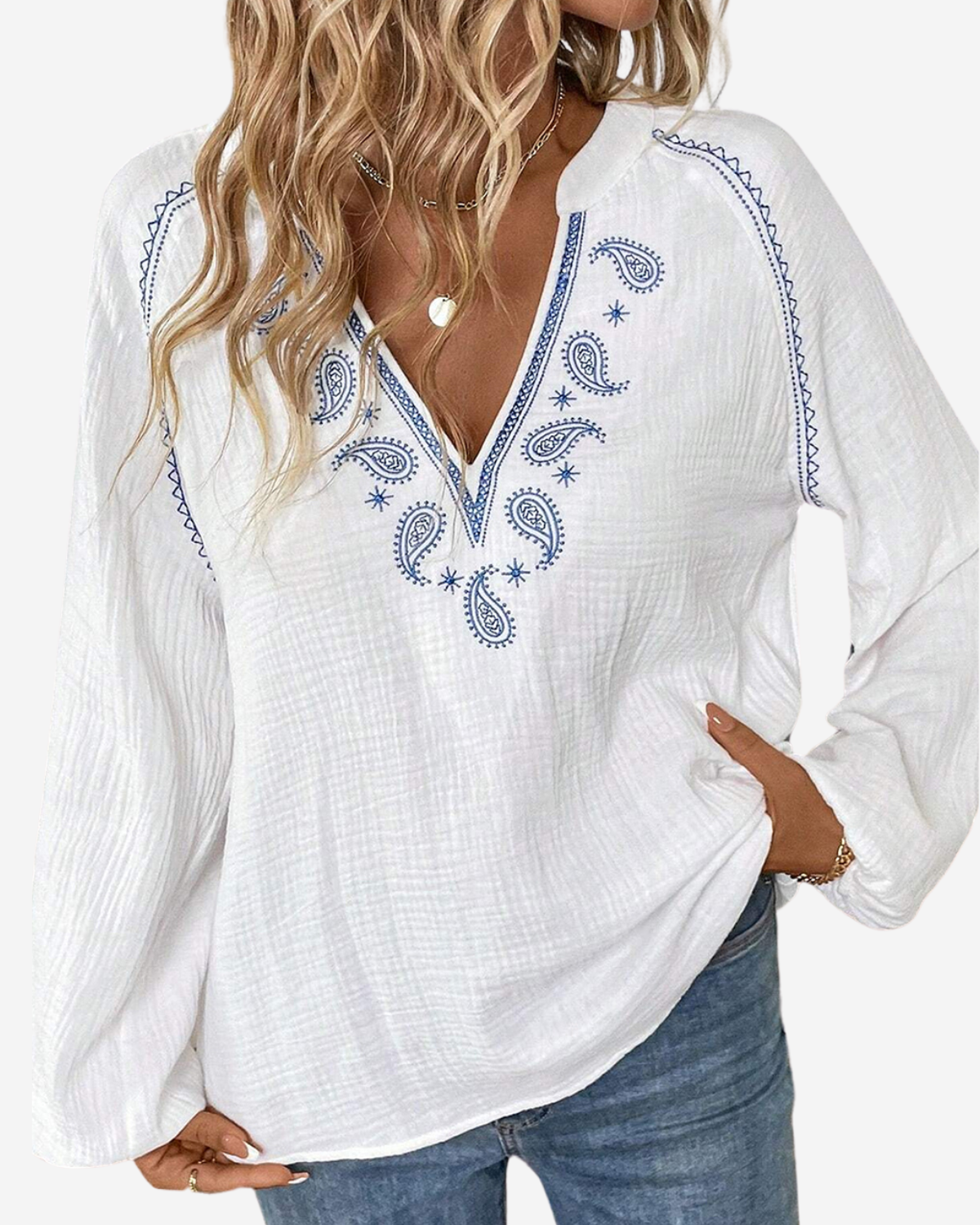 Seawind Paisley Women's Blouse With Embroidery