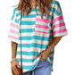 Shoreline Stripes Women's Drop Sleeve Tee With Pocket