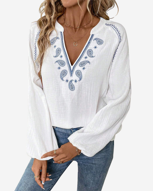 Seawind Paisley Women's Blouse With Embroidery