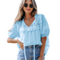 Luna Lace Women's Embroidered Puff Sleeves Blouse