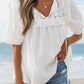 Luna Lace Women's Embroidered Puff Sleeves Blouse