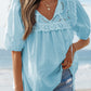 Luna Lace Women's Embroidered Puff Sleeves Blouse