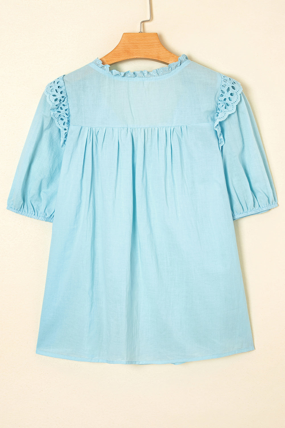 Luna Lace Women's Embroidered Puff Sleeves Blouse